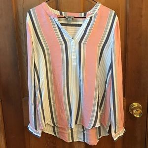 G.H. Bass Multi Color Striped Long Sleeve Blouse